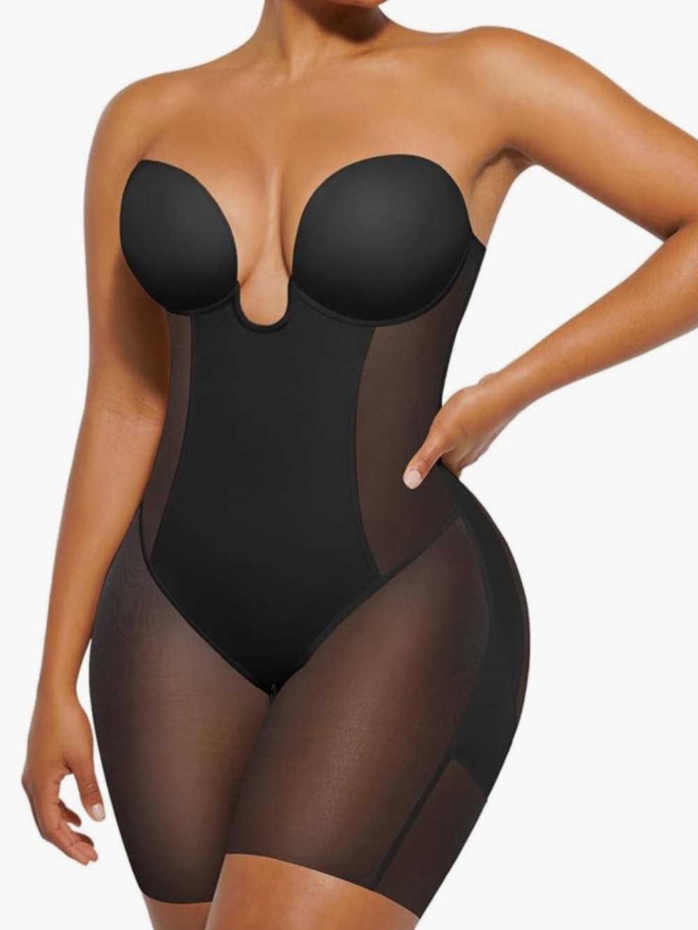 SHAPELLX Strapless Shapewear Deep Plunge Corset Tummy Control Backless Small S+